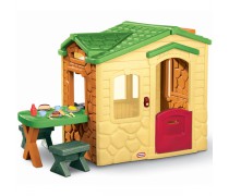 Vaikiškas žaidimų namelis su staliuku, suolais ir durų skambučiu | Picnic | Little Tikes 